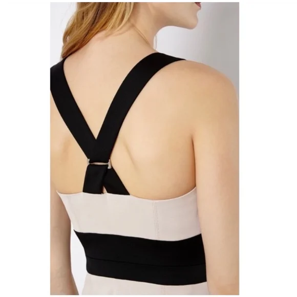 NWT‎ Karen Millen Midi Sheath Pencil Dress Cross Back Bodycon Ribbed Nude 6 - Picture 3 of 16